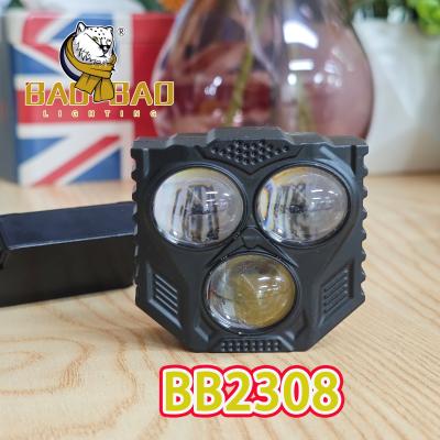 China Grande 3 LED Devil Eyes Branco Amarelo Flashing Metal Motorcycle Projector Light à venda