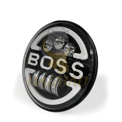 China 7 inch BOSS Metalen Ronde Wit Geel Dubbel Kleur Auto Verlichtingssysteem voor Harley Davidson Led koplampen voor fiets 70 Led Light Te koop