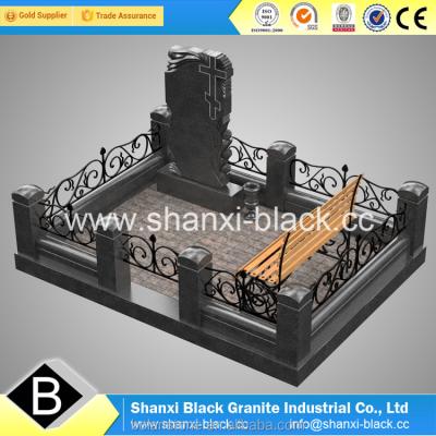 China EUROPEAN Shanxi Black Porcelain Headstone Monuments Memorials For Russian Country Style for sale