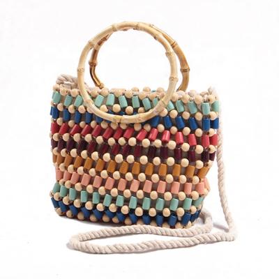 China Fashoion Wholesale 2022 Hot Colorful Pearl Crochet Sling Bag Women Summer Beach Bag for sale