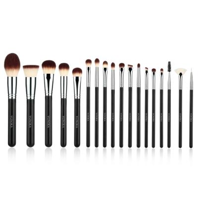 China Angular Blush Custom Private Label Best 18 Piece Affordable High Quality Black Synthetic Makeup Brush Set In Vonira Beauty Manufacturer for sale