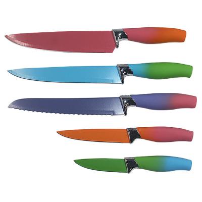 China OEM Disposable Custom Colored Non-Stick Coating Carving Knife Kitchen Knife With Soft Touch TPR Coating Knife for sale