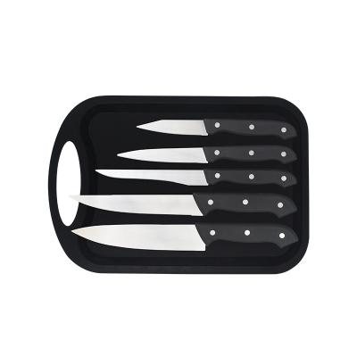 China 6pcs Disposable Knife Set For Promotional Sale Kitchen Knife With Plastic Cutting Board for sale