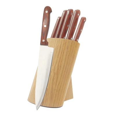 China Full-Tang Disposable Pakka Wood Handle Knife Set With Wooden Block Stainless Steel Kitchen Knife Set for sale