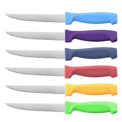 China 2021 Sustainable Top Selling Steak Knives With Colored Plastic Handle Steak Knife Set for sale