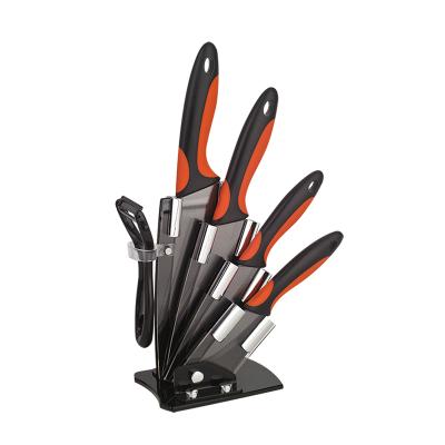 China Disposable Black Blades Ceramic Knife Set With Peeler And Holder Black Ceramic Kitchen Knife for sale