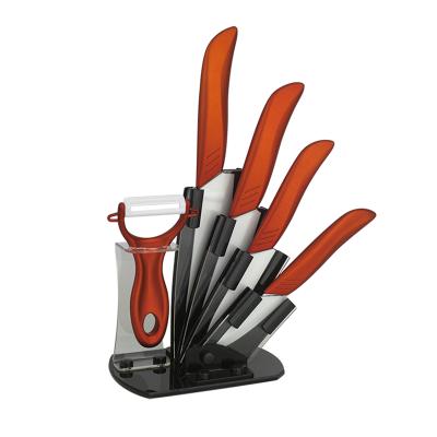 China 5pcs Disposable Ceramic Knife Set With Stand Zirconia Ceramic Kitchen Knife for sale