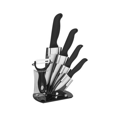 China Kithchen disposable ceramic knife set with parer and acrylic knife block for sale