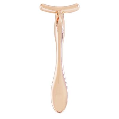 China Massage Face Rose Gold T shape double use Mask Spatulas Metal Makeup Spatula Facial Cream Mask Scoop for beauty girl for sale