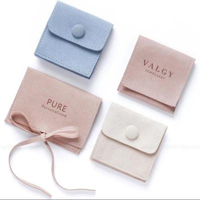 China Fashion Jewelry Bag Small Flat Packaging Button Jewelery Pouch Pouch Envelope Velvet Blue Pink Jewelry Bag for sale