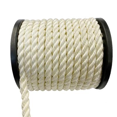 China High Quality White Nylon 3 Strand Twisted Nylon Rope For Climbing / Racing for sale