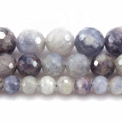 China Jewelry Necklace Bracelet Earring TangYi Natural Faceted Cut Purple Iolite 6 8 10 12MM Round Loose Strand Stone Beads For Jewelry Making DIY Bracelets Necklace for sale