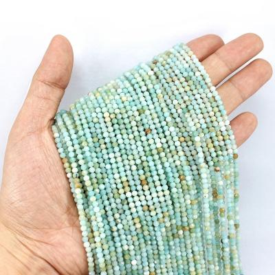 China Making Jewelry Size Necklace Bracelet Earring TangYi Natural Micro Faceted Amazonite 2 3 4MM Round Loose Strand Stone Beads For Jewelry Making DIY Size Bracelets Necklace for sale