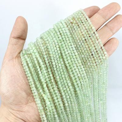 China Making Jewelry Waist Necklace Bracelet Earring TangYi Natural Micro Faceted Prehnite 2 3MM Round Loose Strand Stone Beads For Jewelry Making DIY Waist Bracelets Necklace for sale