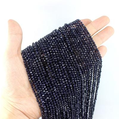 China Making Jewelry Size Necklace Bracelet Earring TangYi Natural Micro Faceted Blue Sand 2 3 4MM Round Loose Strand Stone Beads For Jewelry Making DIY Size Bracelets Necklace for sale