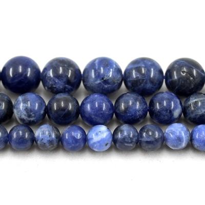 China Making Jewelry Necklace Bracelet Earring TangYi Natural Polish Smooth Sodalite 4 6 8 10 12MM Round Loose Strand Stone Beads For Jewelry Making Bracelets Necklace for sale