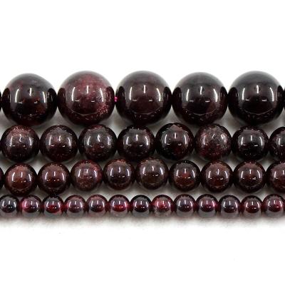 China Jewelry Necklace Bracelet Earring TangYi Making Natural Polish Smooth Red Garnet 4 5 6 7 8 9 10 11 12MM Round Loose Stone Beads For Jewelry Making Bracelets Necklace for sale