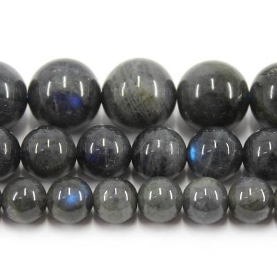 China Jewelry Necklace Bracelet Earring TangYi Natural Black Blue Labradorite 6 8 10MM Smooth Polish Round Loose Stone Beads For Jewelry Making Bracelets Necklace Gift for sale