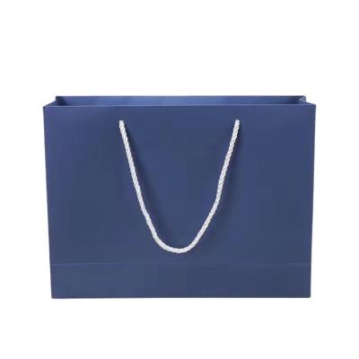 China Recyclable Custom Blue Paper Bag Packaging Custom Clothing Store Clothing Store Single Paper Gift Bag for sale