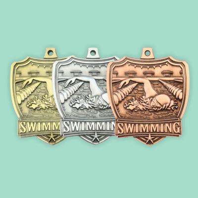 China Wholesale Custom Cheap Kids Sports Europe Manufacture Zinc Alloy Race Award No Min Gold 3d Metal Swimming Medal With Ribbon for sale