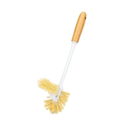 China Sustainable Eco Friendly Bamboo Scrub Brush Bathroom Cleaning Brush Long Handle Toilet Brush for sale