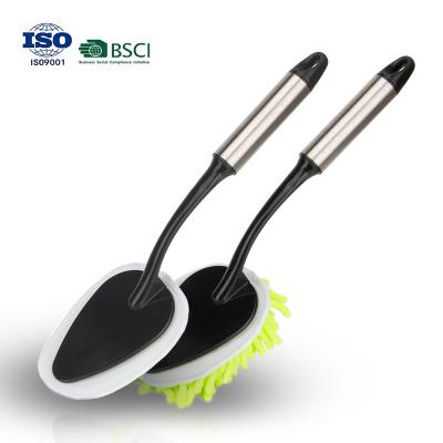 China Sustainable Amazon Stainless Steel Rag Brush Car Cleaning Chenille Cleaning Brush for sale