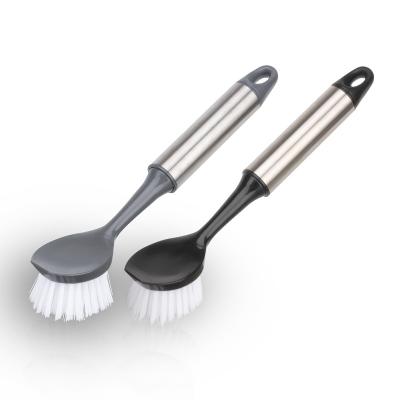 China Durable Durable Stainless Steel Dish Wash Brush With Handle Kitchen Stainless Steel Pot Brushes Easy To Clean for sale