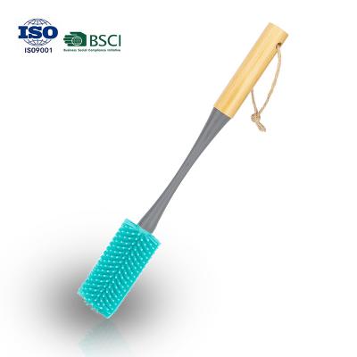 China Wholesale Viable Silicone Remover Brush Tpr Silicon Cleaning Rubber Baby Bottle Brush Long Handle Wash Wood Dish Kitchen for sale