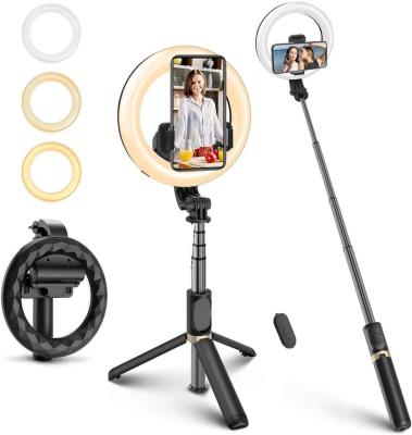 China Dimmable Selfie Ring Lights Q07 6 Inch Shine With Tripod Stand Selfie Video Stick Led Ring Lamp Battery Operated Luz Ring Light for sale