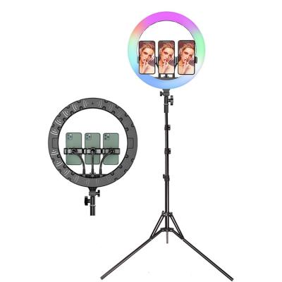 China Color Tempurate 36cm Selfie Ring Light Large Rgb Cellphone 14 Inch Adjustable Photographic Lighting Video Kit MJ36 for sale