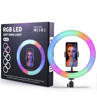 China Adjustable Thumb 33cm RGB Ring Light Color Changing Led Selfie Ringlight Anillo De Luz Color Tempurate 13 Fill Lamp For Mobile Phone Mj33 for sale