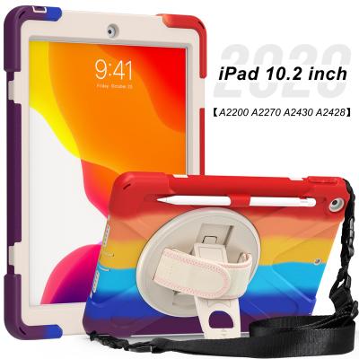 China Protective Perfect Rainbow Colorful Case For iPad Air 4 10.9 2020/pro 11 2018/2020/2021 Hand Strap Cover Pencil Stand Holder Talbet Cover for sale