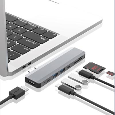 China Support All Type-C General Purpose Computers China Supplier Brand New 7 in 1 USB Hub Docking Station with PD 7 in 1 Dual Type C Hub for Mackbook Pro for sale