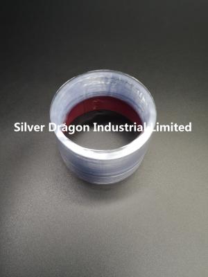 China Clear Preformed PVC Shrink Round bands with blue tint , 412mm LF X 35+10mm X 0.05mm for sale