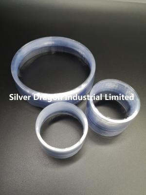 China Clear PVC Shrink Round Preformed bands with blue tint , 412mm LF X 35+10mm X 0.05mm for sale