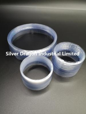 China Clear PVC Shrink Preforms with blue tint , 412mm LF X 35+10mm X 0.05mm for sale