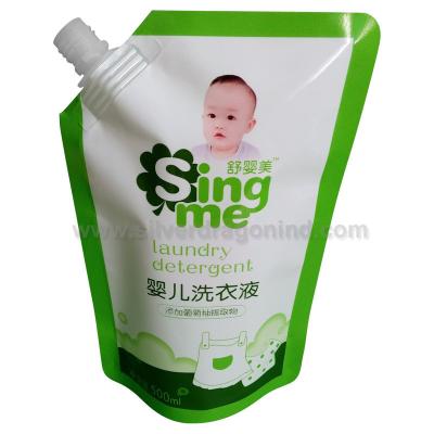 China Custom Stand up Spout Pouch for 500g laundry detergent liquid Packing（ doy packing) for sale