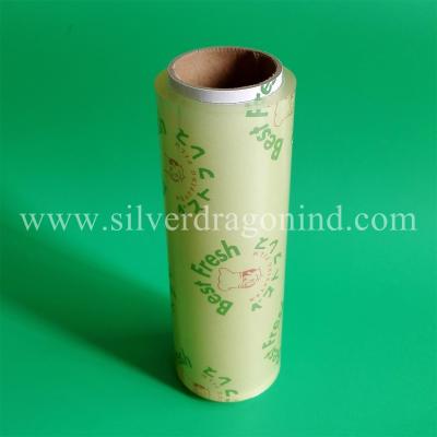 China PVC food cling film with custom logo printed for sale