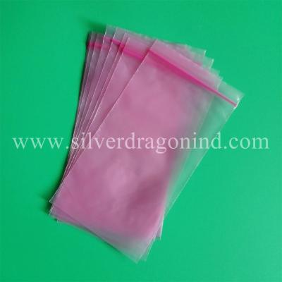 China antistatic plastic ziplock bags in pink color for sale