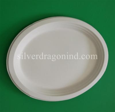 China Biodegradable Disposable Sugarcane Pulp Paper Plate, Oval Plate for sale