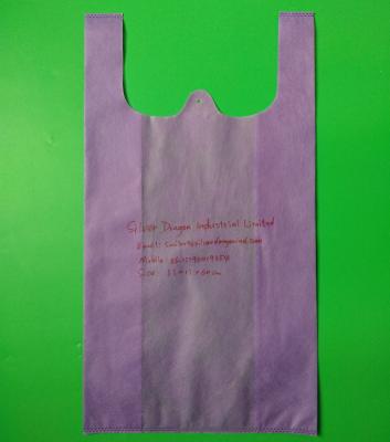 China X-Large Non woven vest shopping bag in purple color,  33+17x60cm,100% virgin, eco-friendly for sale