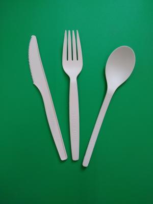 China disposable biodegradable & 100% compostable PLA cutlery Knife/fork/spoon in white, 165&160mm for sale