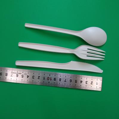 China disposable biodegradable & 100% compostable PLA spoon/knife/fork,160mm&165mm length,white color for sale