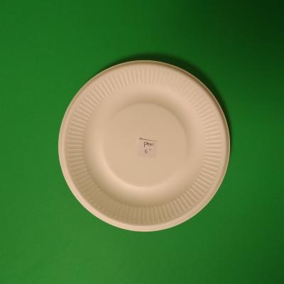 China Disposable Sugarcane Pulp Paper lace plate, 6 inch Bagasse round lace plate, P001 for sale