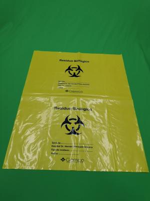 China Yellow biohazard plastic bags, size 600x900x0.08mm, print one color one side, for hospital use for sale