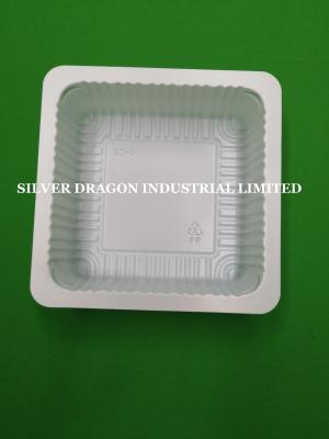 China Food grade white plastic PP containers for tofu packing, dimension 139x139x38mm,film closure for sale