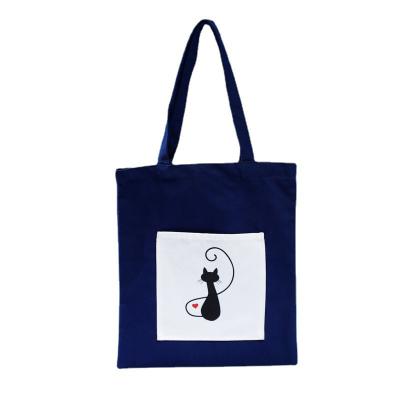 China Factory Wholesale Customized Large Single Recyclable Cotton Tote Canvas Shopping Bag With Custom Printed Logo And Pocket for sale