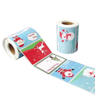 China Custom Printing Adhesive Scratch Gift Tag Sticker Roll- Paper Merry Christmas Decorations Sticker for Tags for sale