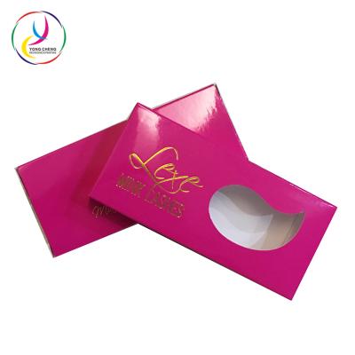 China Recyclable Hot Sale Pink Eyelashes Box With Golden Logo Recyclable Cosmetic Packaging Boxes for sale