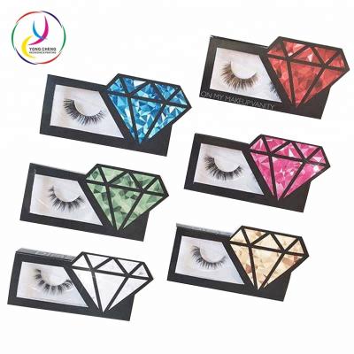 China Recyclable Diamond Shape Eyelash Boxes Premium Custom Silk Eyelashes Packaging Box for sale